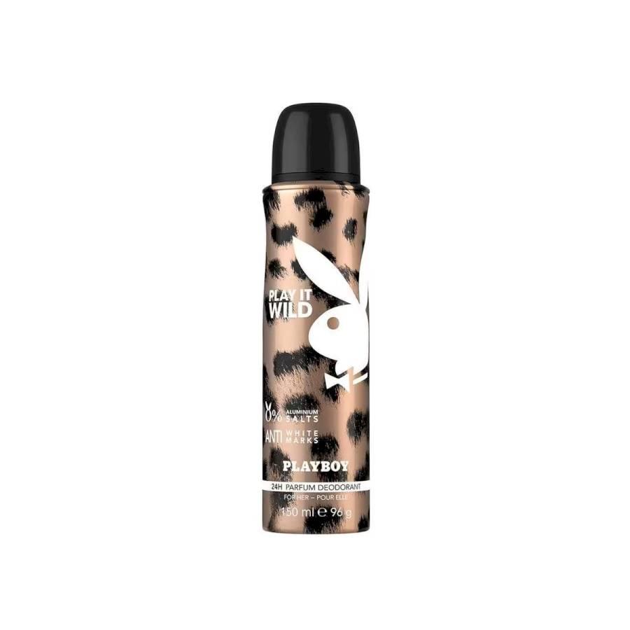 PLAY BOY - PLAY IT WILD -  ANTI WHITE MARKS - 24H PARFUM DEODRANT - FOR HER - POUR ELLE 
