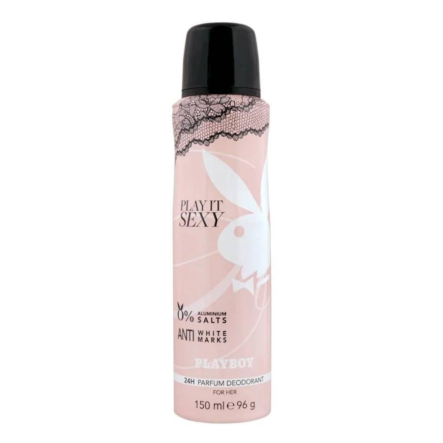 PLAY BOY - PLAY IT SEXY -0 % ALMINIIUM SALTS - ANTI WHITE MARKS - 24H PARFUM DEODRANT - FOR HER - POUR ELLE 