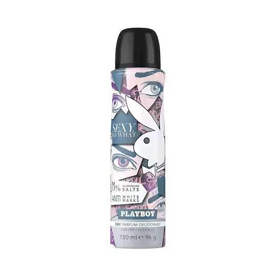 PLAY BOY -  SEXY SO WHAT  -0 % ALMINIIUM SALTS - ANTI WHITE MARKS - 24H PARFUM DEODRANT - FOR HER - POUR ELLE