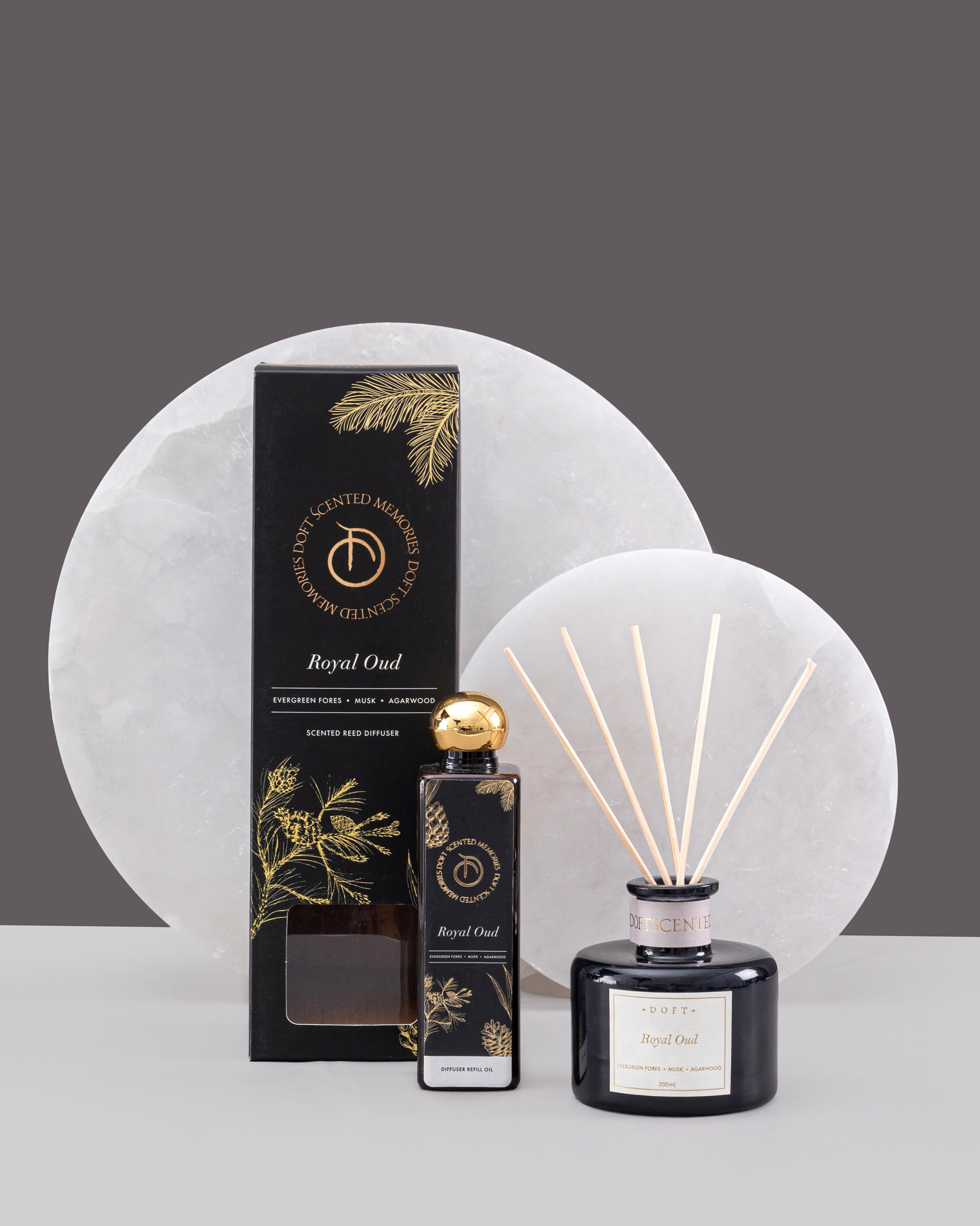 Doft - Royal Oud - Scented Reed Diffuser Set 