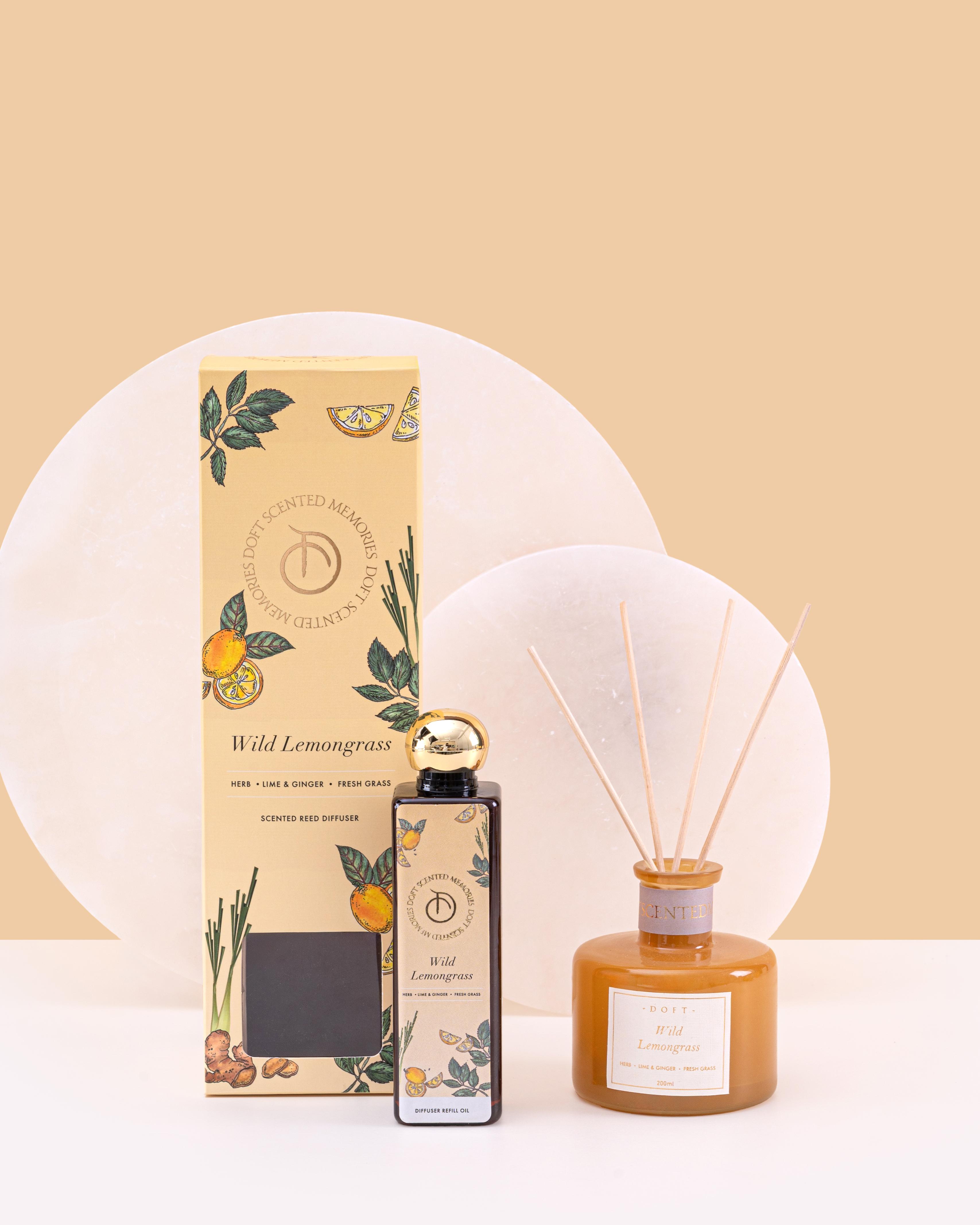 Doft - Wild Lemongrass - Scented Reed Diffuser Set 