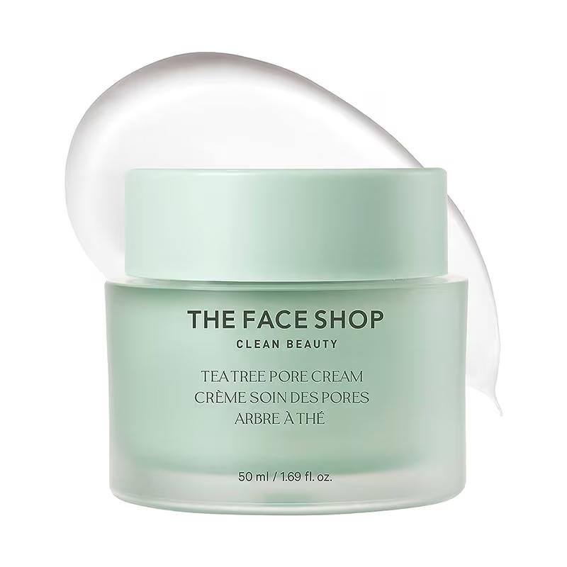 The Face Shop Tea Tree Pore Cream - Korean Moisturizer with AHA, Salicylic Acid (BHA) & PHA for Acne