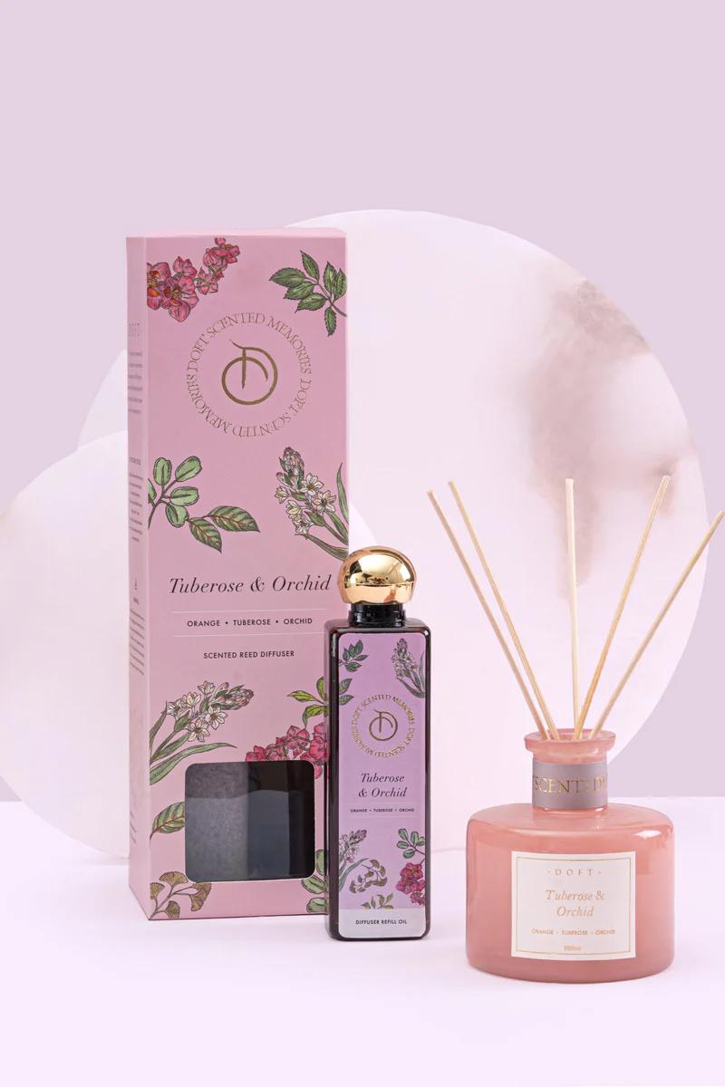 Doft - Tuberose & Orchid - Scented Reed Diffuser Set